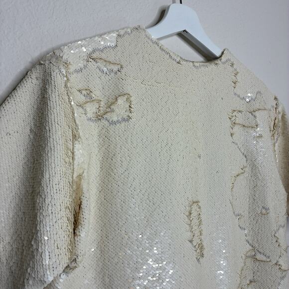 The Frankie Shop Riley Neutral Sequin Ivory Dress S - Picture 8 of 11
